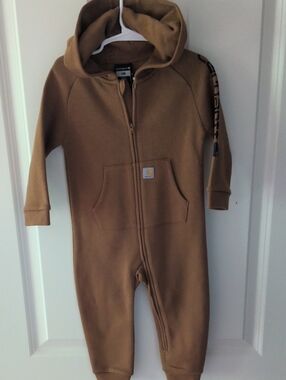 Carhartt Toddler Brown Hooded Zip One-Piece Coverall
